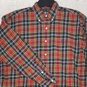 Ralph Lauren Mens Blake Plaid Long Sleeve Button Down 100% Cotton Xmas Size L